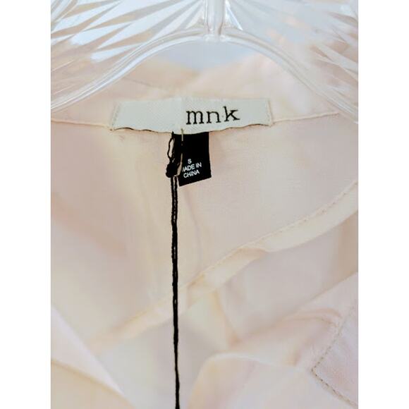 MNK, beige and aqua shear Ombre blouse, Open-Back Small NWT officesiren Y2K - Picture 6 of 7